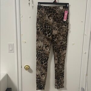 Zenana Outfitters Leopard Print Pants - Brown and Black